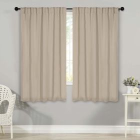Solid Room Darkening Blackout Curtain Panels, Back Tabs, Set of 2 (Color: Ivory, size: 42" X 63")