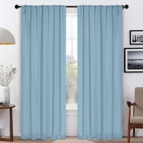 Solid Room Darkening Blackout Curtain Panels, Back Tabs, Set of 2 (Color: Light Blue, size: 42" X 96")