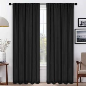 Solid Room Darkening Blackout Curtain Panels, Back Tabs, Set of 2 (Color: Black, size: 52" X 84")