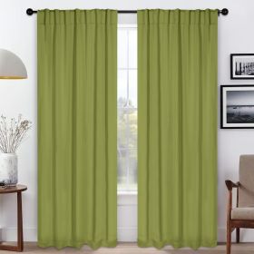 Solid Room Darkening Blackout Curtain Panels, Back Tabs, Set of 2 (Color: Sage, size: 42" X 96")