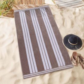 Striped Extra Large Oversized Absorbent Quick Dry Cotton Beach Towel (Set of: 6 Piece Beach Towel Set, Color: Taupe)