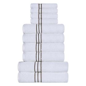 Ultra-Plush Turkish Cotton Absorbent Solid Assorted 10 Piece Towel Set (Color: Charcoal, size: 10 Piece Towel Set)