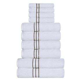 Ultra-Plush Turkish Cotton Absorbent Solid Assorted 10 Piece Towel Set (Color: Latte, size: 10 Piece Towel Set)