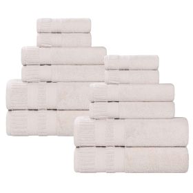 Venice Zero Twist Cotton Medium Weight Absorbent 12 Piece Towel Set (Color: Silver, size: 12 Piece Towel Set)