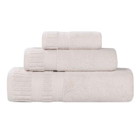 Venice Zero Twist Cotton Medium Weight Absorbent 3 Piece Towel Set (Color: Silver, size: 3 Piece Towel Set)