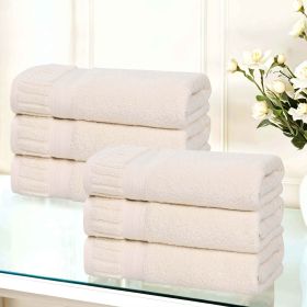 Venice Zero Twist Cotton Medium Weight Absorbent Hand Towels, Set of 6 (Color: Ivory, size: 6 Piece Hand Towels)