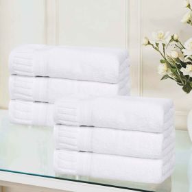 Venice Zero Twist Cotton Medium Weight Absorbent Hand Towels, Set of 6 (Color: White, size: 6 Piece Hand Towels)