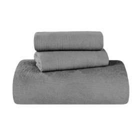 Victory Cotton Matelasse Scrolling Medallion Airy Bedspread Set (Color: Grey, size: Full)