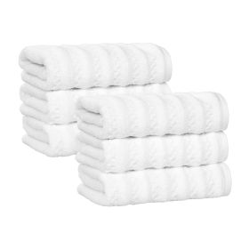 Zuma Zero Twist Cotton Medium Weight Absorbent Hand Towels, Set of 6 (Color: White, size: 6 Piece Hand Towels)