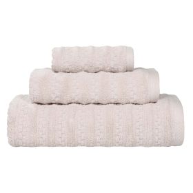 Zuma Zero Twist Cotton Medium Weight Waffle Stripes 3 Piece Towel Set (Color: Silver, size: 3 Piece Towel Set)