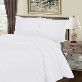 1000 Thread Count Cotton Blend Solid 3 Piece Duvet Cover Set (Color: White, size: Full/Queen)