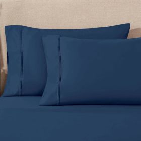 1200 Thread Count Egyptian Cotton 2 Piece Pillowcase Set (Color: Navy Blue, size: Standard)