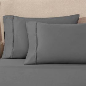 1200 Thread Count Egyptian Cotton 2 Piece Pillowcase Set (Color: Charcoal, size: King)
