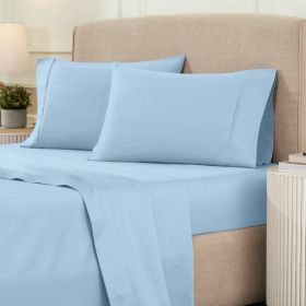 Egyptian Cotton 1200 Thread Count Eco-Friendly Solid Sheet Set (Color: Light Blue, size: King)