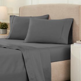 Egyptian Cotton 1200 Thread Count Eco-Friendly Solid Sheet Set (Color: Charcoal, size: Queen)