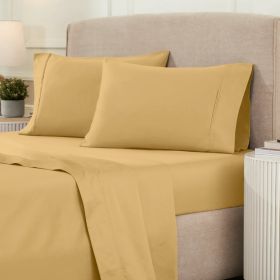 Egyptian Cotton 1200 Thread Count Eco-Friendly Solid Sheet Set (Color: Gold, size: King)