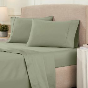 Egyptian Cotton 1200 Thread Count Eco-Friendly Solid Sheet Set (Color: Sage, size: Full)