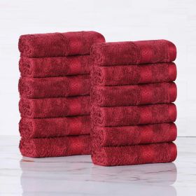 Rayon from Bamboo Ultra-Plush Assorted 12 Piece Face Towel Set (Color: Crimson, size: 12 Piece Towel Set)
