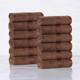 Rayon from Bamboo Ultra-Plush Assorted 12 Piece Face Towel Set (Color: Cocoa, size: 12 Piece Towel Set)