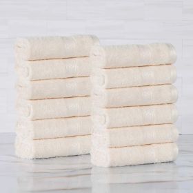 Rayon from Bamboo Ultra-Plush Assorted 12 Piece Face Towel Set (Color: Ivory, size: 12 Piece Towel Set)