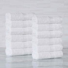 Rayon from Bamboo Ultra-Plush Assorted 12 Piece Face Towel Set (Color: White, size: 12 Piece Towel Set)
