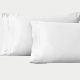 1500 Thread Count Egyptian Cotton 2 Piece Solid Pillowcase Set (Color: White, size: King)