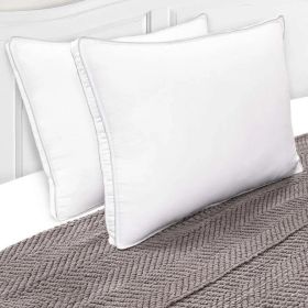 Medium Density Down Alternative Gusset Pillows, Set of 2 and 4 (Color: White, size: Queen)