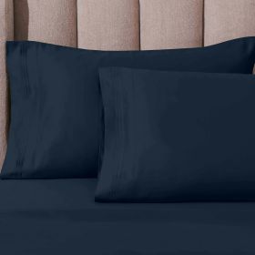1000 Thread Count Egyptian Cotton Solid Pillowcase Set (Color: Navy Blue, size: King)