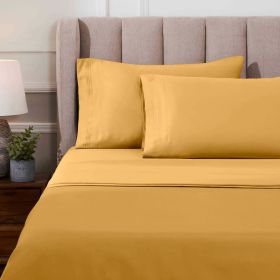 Egyptian Cotton 1000 Thread Count Solid Sheet Set Olympic Queen (Color: Gold, size: Olympic Queen)