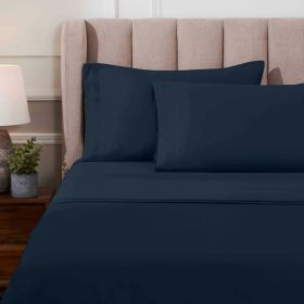 Egyptian Cotton 1000 Thread Count Eco-Friendly Solid Sheet Set (Color: Navy Blue, size: King)