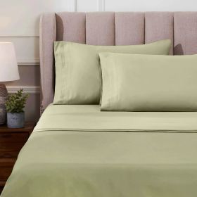 Egyptian Cotton 1000 Thread Count Eco-Friendly Solid Sheet Set (Color: Sage, size: King)