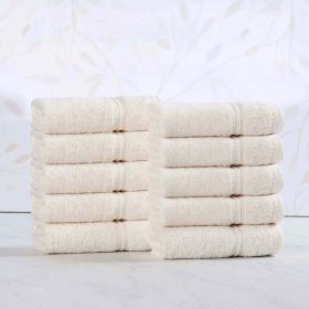 Heritage Egyptian Cotton Plush Absorbent Luxury Face Towel Set of 10 (Color: Ivory, size: 10 Piece Face Towels)