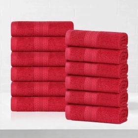 Eco-Friendly Ring Spun Cotton Towel Set Collection (Color: Cranberry, size: 12 Piece Face Towels)