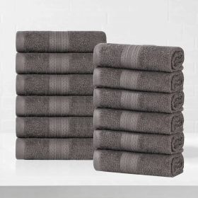 Eco-Friendly Ring Spun Cotton Towel Set Collection (Color: Graphite, size: 12 Piece Face Towels)