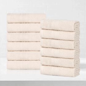 Eco-Friendly Ring Spun Cotton Towel Set Collection (Color: Ivory, size: 12 Piece Face Towels)