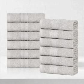 Eco-Friendly Ring Spun Cotton Towel Set Collection (Color: Silver, size: 12 Piece Face Towels)