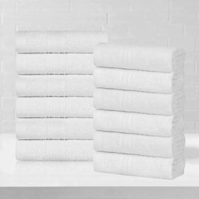 Eco-Friendly Ring Spun Cotton Towel Set Collection (Color: White, size: 12 Piece Face Towels)