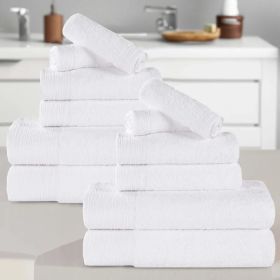 Rayon from Bamboo Eco-Friendly Fluffy Soft Solid 12 Piece Towel Set (Color: White, size: 12 Piece Towel Set)