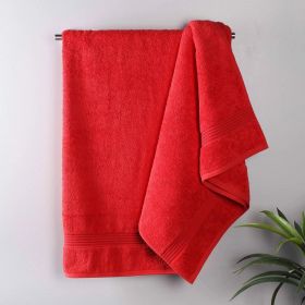 Heritage Egyptian Cotton Plush Absorbent Luxury Bath Towel Set of 2 (Color: Red, size: 2 Piece Bath Towels)