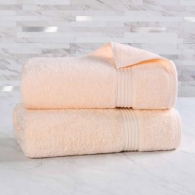Heritage Egyptian Cotton Plush Absorbent Luxury Bath Sheet Set of 2 (Color: Peach, size: 2 Piece Bath Sheets)