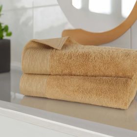 Rayon from Bamboo Eco-Friendly Fluffy Soft Solid Bath Sheet Set of 2 (Color: Gold, size: 2 Piece Bath Sheets)
