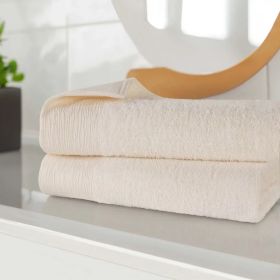 Rayon from Bamboo Eco-Friendly Fluffy Soft Solid Bath Sheet Set of 2 (Color: Ivory, size: 2 Piece Bath Sheets)