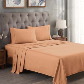Egyptian Cotton 300 Thread Count Solid Deep Pocket Bed Sheet Set (Set Includes: 4 Piece Set (1 Fitted Sheet. 1 Flat Sheet. 2 Pillowcases), Color: Beige)