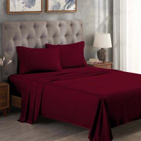 Egyptian Cotton 300 Thread Count Solid Deep Pocket Bed Sheet Set (Set Includes: 3 Piece Set (1 Fitted Sheet. 1 Flat Sheet. 2 Pillowcases), Color: Burgundy)