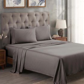 Egyptian Cotton 300 Thread Count Solid Deep Pocket Bed Sheet Set (Set Includes: 4 Piece Set (1 Fitted Sheet. 1 Flat Sheet. 2 Pillowcases), Color: Grey)