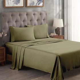 Egyptian Cotton 300 Thread Count Solid Deep Pocket Bed Sheet Set (Set Includes: 4 Piece Set (1 Fitted Sheet. 1 Flat Sheet. 2 Pillowcases), Color: Sage)
