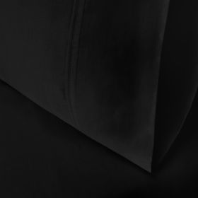 Egyptian Cotton 300 Thread Count Solid Luxury Pillowcases, Set of 2 (Color: Black, size: King)