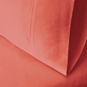 Egyptian Cotton 300 Thread Count Solid Luxury Pillowcases, Set of 2 (Color: Coral, size: Standard)