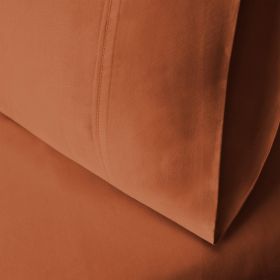 Egyptian Cotton 300 Thread Count Solid Luxury Pillowcases, Set of 2 (Color: Pumpkin, size: King)