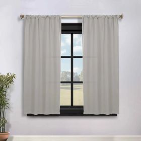 Solid Room Darkening Rod Pocket Blackout Curtain Panels, Set of 2 (Color: Chrome, size: 36" x 63")